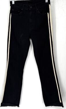 Mother Insider Crop Step Fray Guilty Racer Blk Racer Stripe Crop Flare Jeans 26